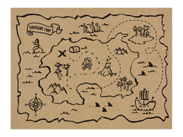 Sets de table carte au tr&eacute;sor pirate kraft