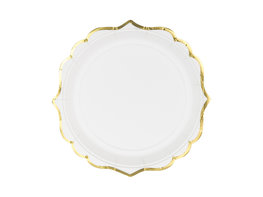 Assiettes Blanches aux bords dor&eacute;s 