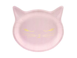 Assiettes t&ecirc;te de chat rose