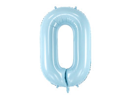 Ballon alu chiffre 0 bleu clair 