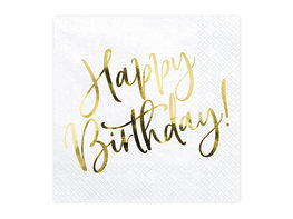 Serviettes Happy Birthday dor&eacute;e