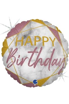 Ballon alu ''Happy Birthday GOLD &amp; PINK''