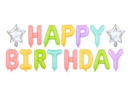 Guirlande de ballons ''Happy Birthday'' Pastel