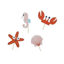 Lot de 12 picks &agrave; p&acirc;tisseries ''Animaux Marins''