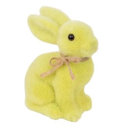 Petite d&eacute;coration de table en forme de lapin de P&acirc;ques jaune