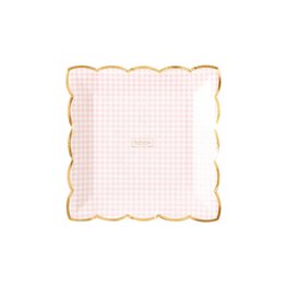 Assiettes festonn&eacute;es rose