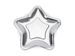 Assiettes &eacute;toiles argent&eacute;es 23 cm 