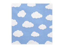 Serviettes carr&eacute;es bleues et nuages