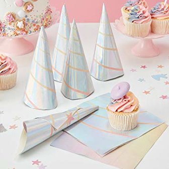 Serviettes corne de licorne iris&eacute;e 