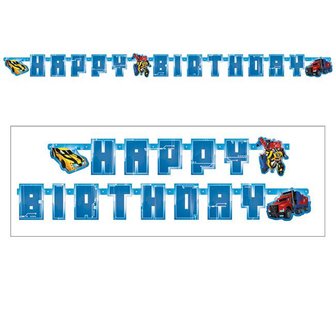 Guirlande Happy Birthday bleue Transformers 