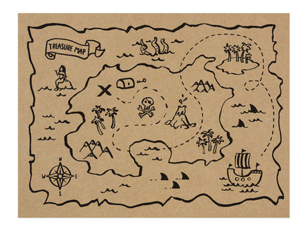 Sets de table carte au tr&eacute;sor pirate kraft