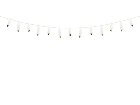 Guirlande papier plumes blanches et dor&eacute;es
