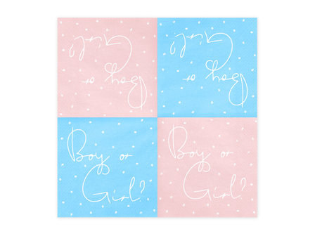 Serviettes roses et bleues Boy or Girl 