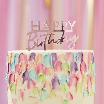 Cake topper Happy Birthday acrylique Rose Gold Mix 