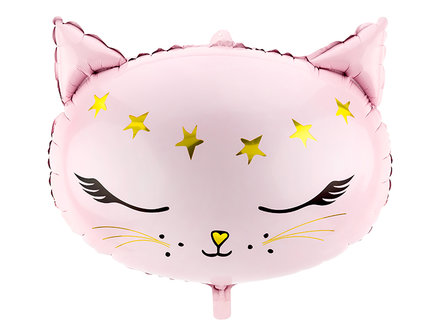 Ballon alu t&ecirc;te de chat rose