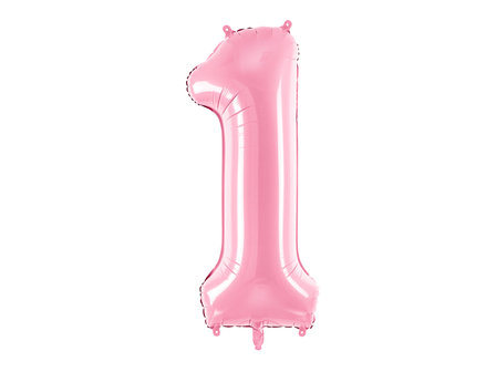 Ballon alu chiffre 1 rose clair