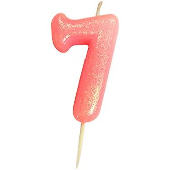 Bougie chiffre 7 rose paillet&eacute;