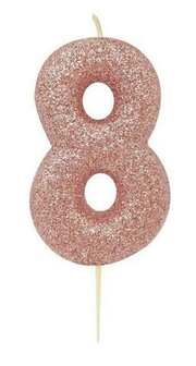 Bougie chiffre 8 rose gold paillet&eacute;
