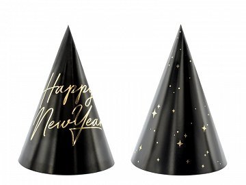 Chapeaux Happy new year noirs et dor&eacute;s