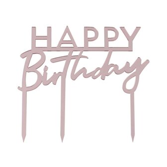 Cake topper Happy Birthday acrylique Rose Gold Mix 