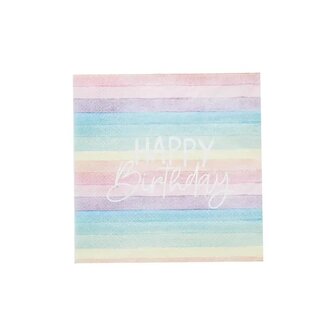 Serviettes Happy Birthday Rainbow
