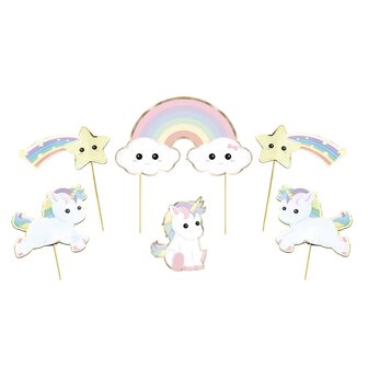 SET DE 6 DECORATIONS BABY LICORNE POUR GATEAUX