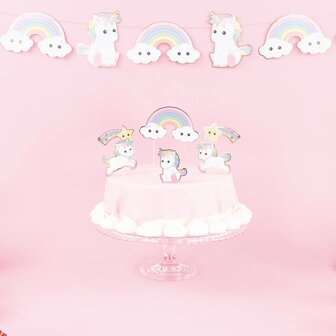 SET DE 6 DECORATIONS BABY LICORNE POUR GATEAUX