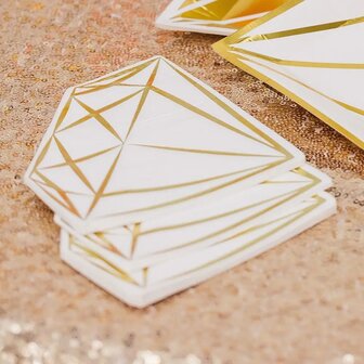 Serviettes Diamants blancs/dor&eacute;s
