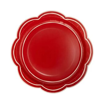 Assiettes &agrave; lignes festonn&eacute;es rouges