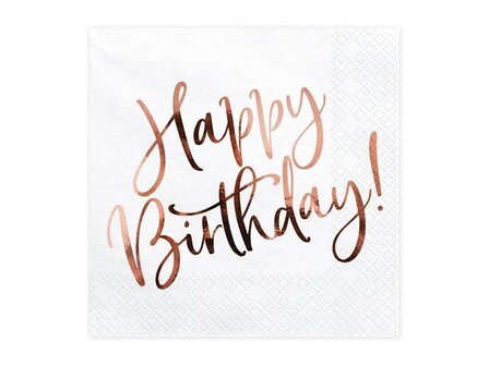 Serviettes Happy Birthday Rose Gold