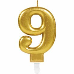 Bougie chiffre 9 dor&eacute;