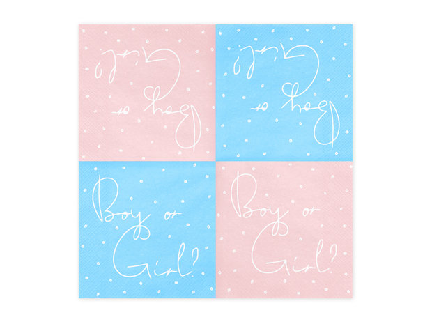 Serviettes roses et bleues Boy or Girl 
