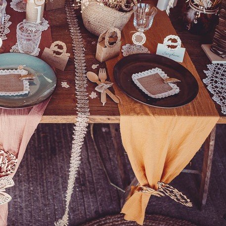 Chemin de table gaze de coton Moutarde - magic-cake-party