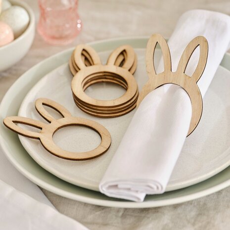 Ronds de serviettes ''Lapin'' en bois