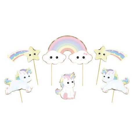SET DE 6 DECORATIONS BABY LICORNE POUR GATEAUX