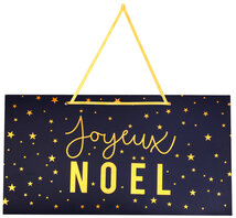 Pancarte Joyeux Noël bleu et doré