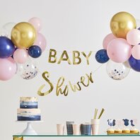 Guirlande Baby Shower et ballons Pink&navy
