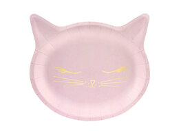 Assiettes tête de chat rose