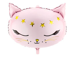 Ballon alu tête de chat rose