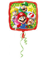 Ballon alu carré super mario vert et rouge