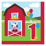 Serviettes ferme fun 1 an