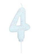 Bougie chiffre 4 blanc pailleté