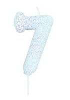 Bougies chiffre 7 blanc pailleté