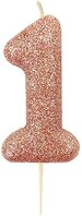 Bougie chiffre 1 rose gold pailleté