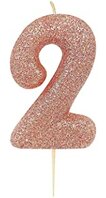 Bougie chiffre 2 rose gold pailleté