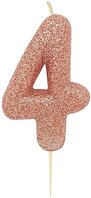 Bougie chiffre 4 rose gold pailleté