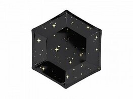 Petites assiettes noires étoiles dorées