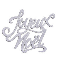 Lettres Joyeux Noël bois pailleté argenté