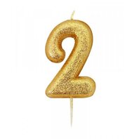 Bougie chiffre 2 doré