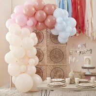 Kit Arche de Ballons '' Rose, pêche & Bleu''